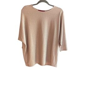 Love Scarlett light tan silver metallic pullover knit top Sz 1X